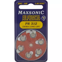BATTERIEN for hearing aids Maxsonic PR312, 6 pcs