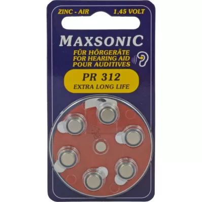 BATTERIEN for hearing aids Maxsonic PR312, 6 pcs