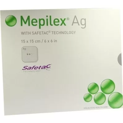 MEPILEX Ag foam dressing 15x15 cm sterile, 5 pcs