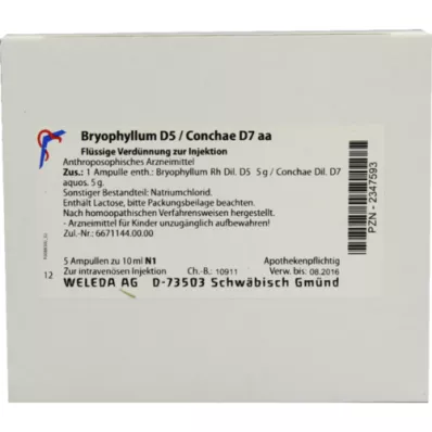BRYOPHYLLUM D 5/Conchae D 7 ampoules, 5X10 ml BRYOPHYLLUM D 5/Conchae D 7 ampoules, 5X10 ml