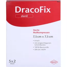 DRACOFIX PEEL Compresses 7.5x7.5 cm sterile 8-fold, 5X2 pcs