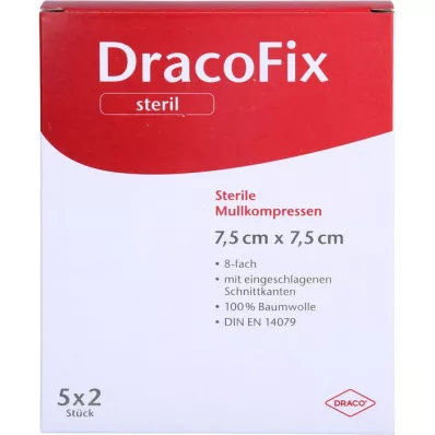 DRACOFIX PEEL Compresses 7.5x7.5 cm sterile 8-fold, 5X2 pcs DRACOFIX PEEL Compresses 7.5x7.5 cm sterile 8-fold, 5X2 pcs