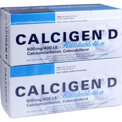 CALCIGEN D 600 mg/400 IU chewable tablets, 200 pcs