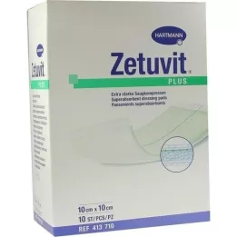 ZETUVIT Plus extra strong absorbent compress, sterile 10x10 cm, 10 pcs