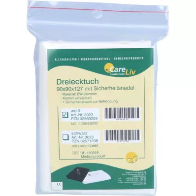 DREIECKTUCH BW 90x90x127 white w.safety gasket, 1 pc