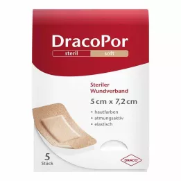 DRACOPOR Wound dressing 5x7.2 cm sterile skin-coloured, 5 pcs