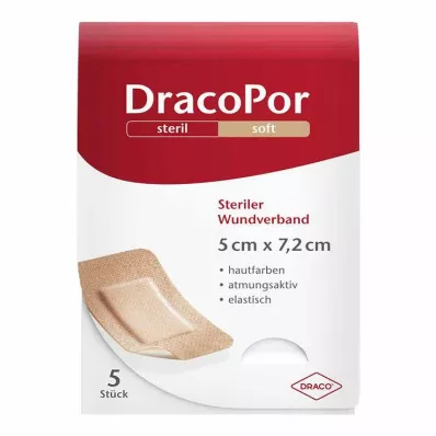 DRACOPOR Wound dressing 5x7.2 cm sterile skin-coloured, 5 pcs