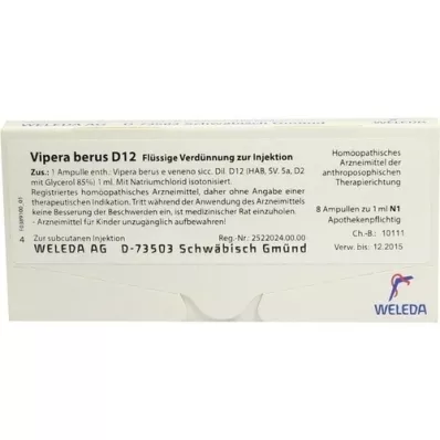VIPERA BERUS D 12 Ampoules, 8X1 ml