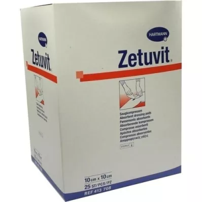 ZETUVIT Absorbent compresses sterile 10x10 cm, 25 pcs