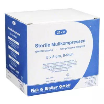 MULLKOMPRESSEN 5x5 cm sterile 8x, 25X2 St MULLKOMPRESSEN 5x5 cm sterile 8x, 25X2 St
