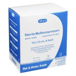 MULLKOMPRESSEN 10x10 cm sterile 8x, 25X2 pcs
