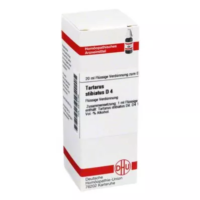 TARTARUS STIBIATUS D 4 dilution, 20 ml