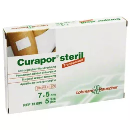 CURAPOR Wound dressing sterile transparent 5x7 cm, 5 pcs