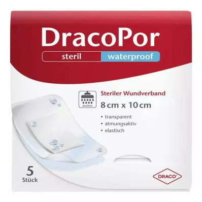 DRACOPOR waterproof wound dressing 8x10 cm sterile, 5 pcs DRACOPOR waterproof wound dressing 8x10 cm sterile, 5 pcs