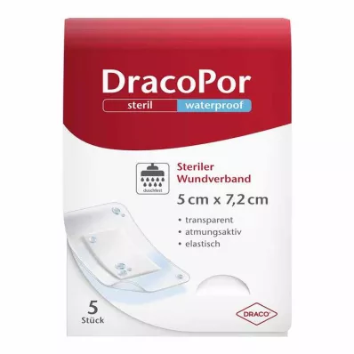 DRACOPOR waterproof wound dressing 5x7.2 cm sterile, 5 pcs DRACOPOR waterproof wound dressing 5x7.2 cm sterile, 5 pcs
