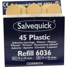 SALVEQUICK Plaster Strips waterproof Refill 6036, 45 pcs