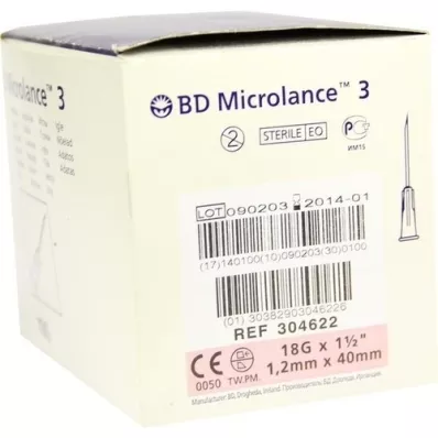 BD MICROLANCE Cannula 18 G 1 1/2 40 mm trans., 100 pcs