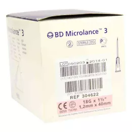 BD MICROLANCE Cannula 18 G 1 1/2 40 mm trans., 100 pcs