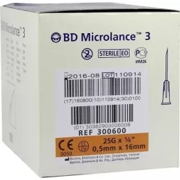 BD MICROLANCE Cannula 25 G 5/8 0.5x16 mm, 100 pcs