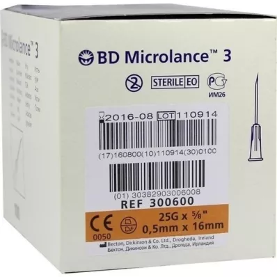 BD MICROLANCE Cannula 25 G 5/8 0.5x16 mm, 100 pcs