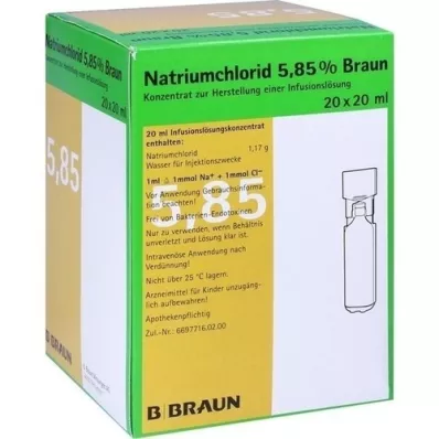 NATRIUMCHLORID 5.85% brown MPC Infusion solution, 20X20 ml