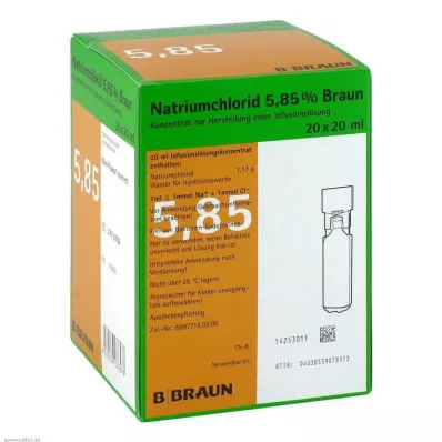 NATRIUMCHLORID 5.85% brown MPC Infusion solution, 20X20 ml
