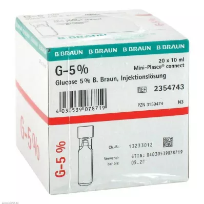 GLUCOSE 5% B.Braun Mini Plasco connect Inj. solution, 20X10 ml GLUCOSE 5% B.Braun Mini Plasco connect Inj. solution, 20X10 ml