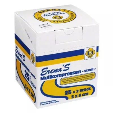 ERENA Gauze compress, 5x5 cm, sterile, 8x25X2 pcs ERENA Gauze compress, 5x5 cm, sterile, 8x25X2 pcs