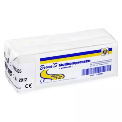 ERENA Gauze compress 5x5 cm non-sterile 8x, 100 pcs ERENA Gauze compress 5x5 cm non-sterile 8x, 100 pcs