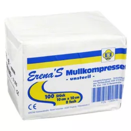 ERENA Gauze compress 10x10 cm non-sterile 8x, 100 pcs