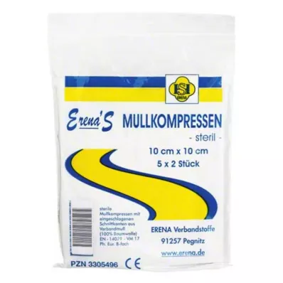 ERENA Gauze compress 10x10 cm sterile 8x5, 5X2 pcs ERENA Gauze compress 10x10 cm sterile 8x5, 5X2 pcs