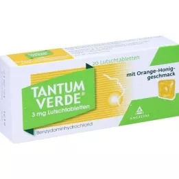 TANTUM VERDE 3 mg lozenge with orange-honey flavour, 20 pcs