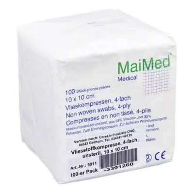 VLIESSTOFF-KOMPRESSEN non-sterile 10x10 cm 4-fold, 100 pcs