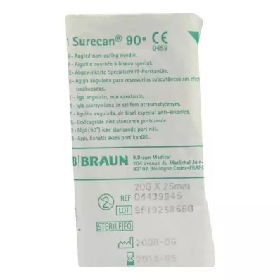 SURECAN Port cannula 20 Gx25 mm angled, 1 pc
