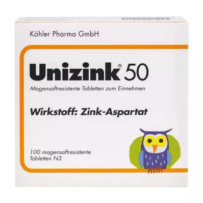 UNIZINK 50 enteric-coated tablets, 100 pcs
