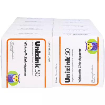 UNIZINK 50 enteric-coated tablets, 10X100 pc