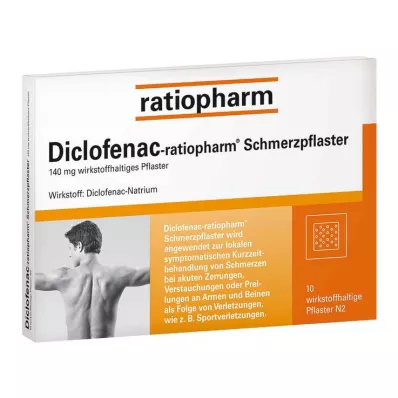 DICLOFENAC-ratiopharm pain plaster, 10 pcs DICLOFENAC-ratiopharm pain plaster, 10 pcs
