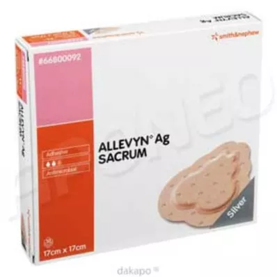 ALLEVYN Ag Sacrum 17x17 cm wound dressing, 10 pcs