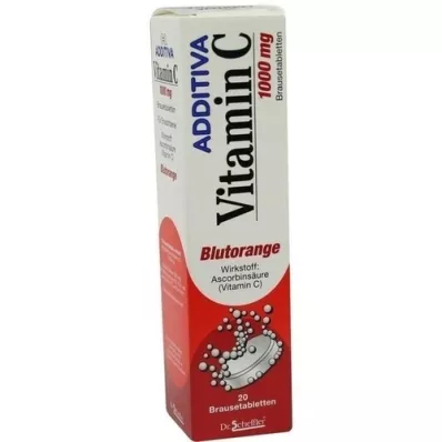 ADDITIVA Vitamin C Blood Orange Effervescent Tablets, 20 pcs