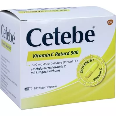 CETEBE Vitamin C slow-release capsules 500 mg, 180 pcs