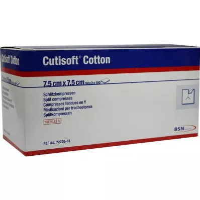 CUTISOFT Cotton Slit Compr.7,5x7,5 cm sterile, 50X2 pcs CUTISOFT Cotton Slit Compr.7,5x7,5 cm sterile, 50X2 pcs