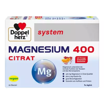 DOPPELHERZ Magnesium 400 Citrate system Granules, 20 pcs
