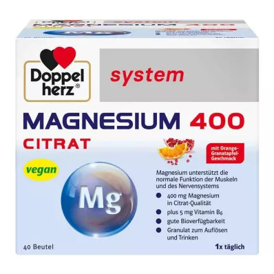 DOPPELHERZ Magnesium 400 Citrate system Granules, 40 pcs DOPPELHERZ Magnesium 400 Citrate system Granules, 40 pcs