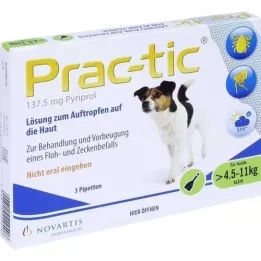PRAC tic f.small dogs 4,5-11 kg single-dose pip. 3 pcs