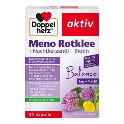 DOPPELHERZ Meno Red Clover+Overnight Primrose Oil+Biotin Capsules, 30 pcs