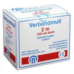 VERBANDMULL 2x1 m zigzag BW 20/100 non-sterile, 1 pc