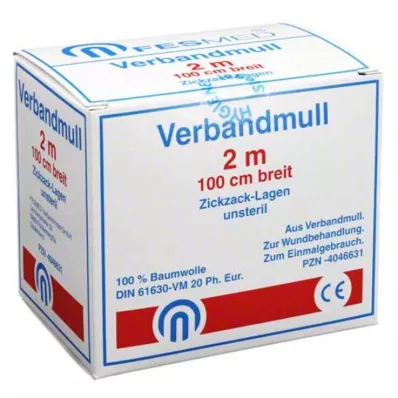 VERBANDMULL 2x1 m zigzag BW 20/100 non-sterile, 1 pc VERBANDMULL 2x1 m zigzag BW 20/100 non-sterile, 1 pc