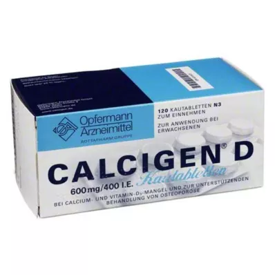 CALCIGEN D 600 mg/400 I.U. Chewable tablets, 120 pcs