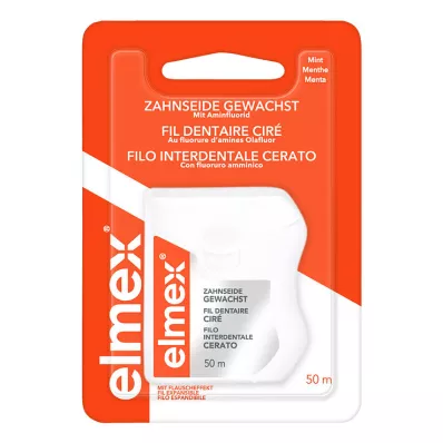 ELMEX Dental floss waxed with amine fluoride, 50 m
