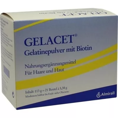 GELACET Gelatine powder with biotin in a bag, 21 pcs